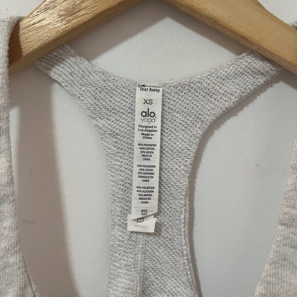 Alo Yoga Gray Mesh Overlay Cotton Cropped Tank Size XS - Picture 2 of 6